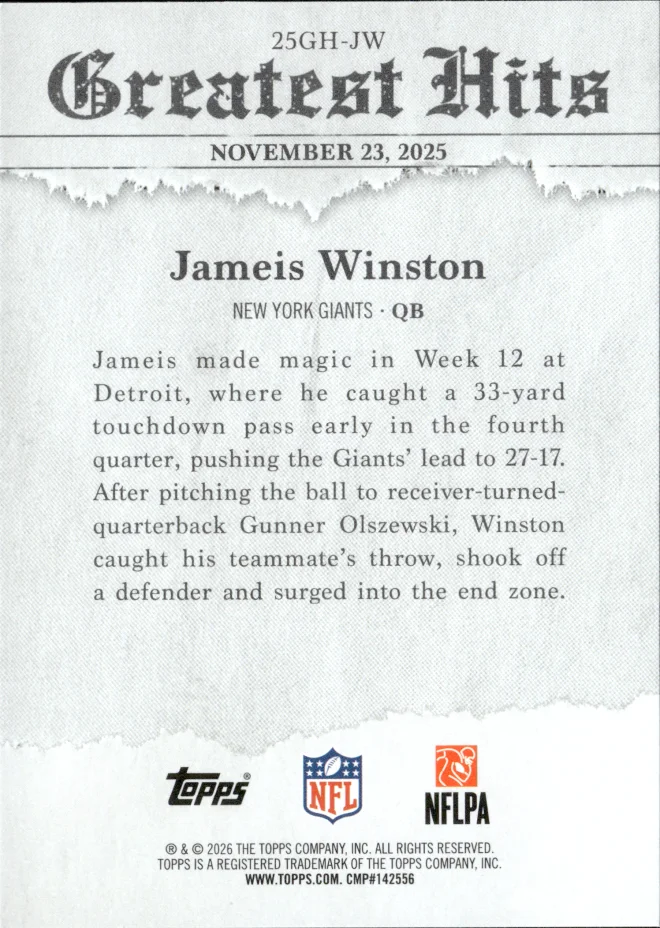 Jameis Winston card back