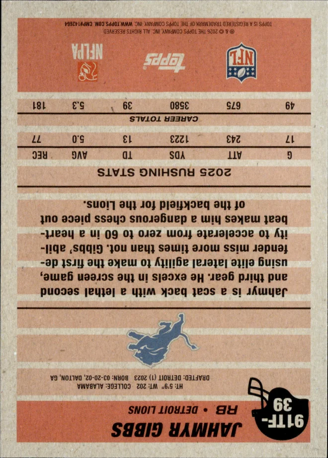 Jahmyr Gibbs card back