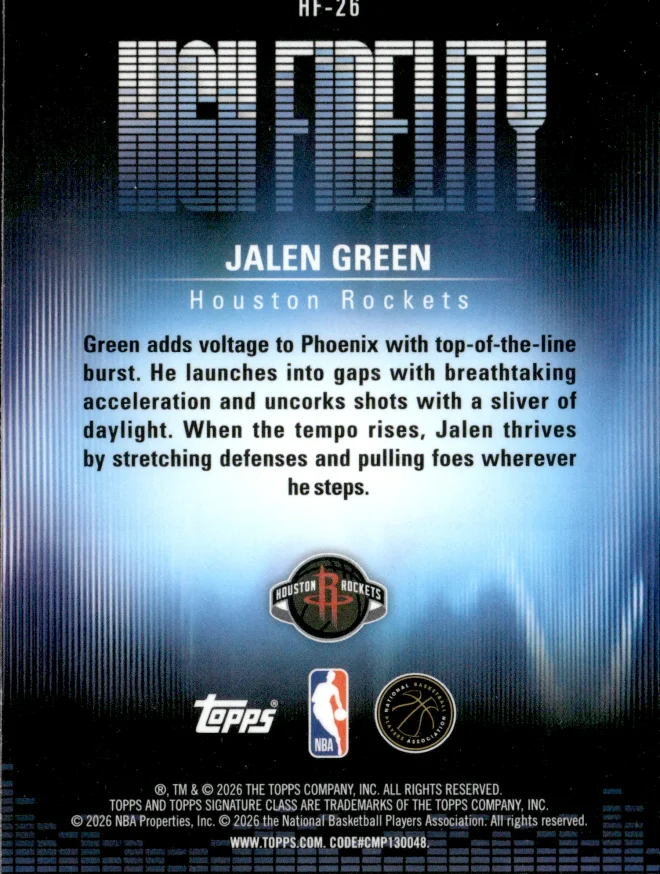 Jalen Green card back