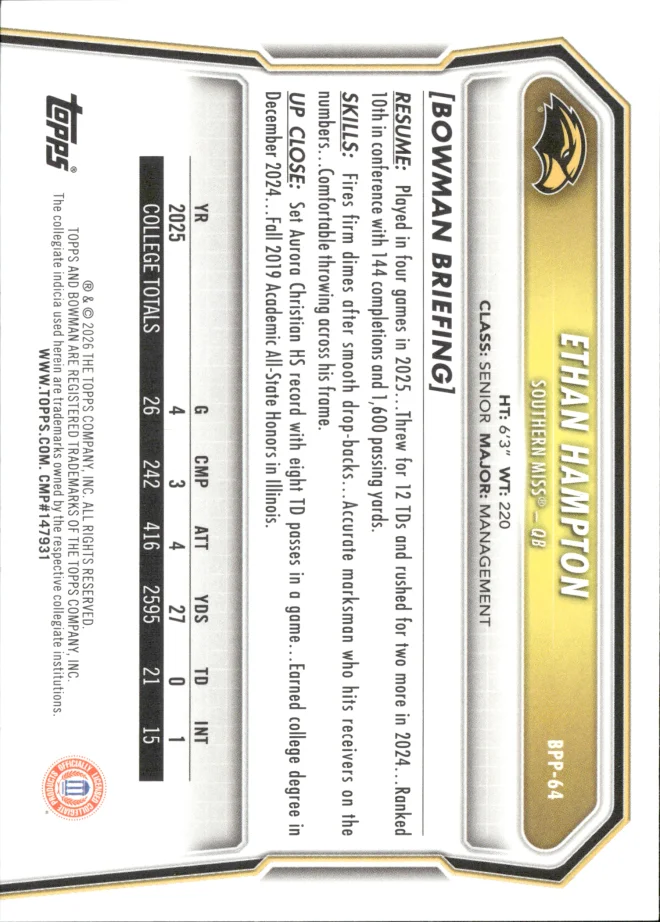 Ethan Hampton card back