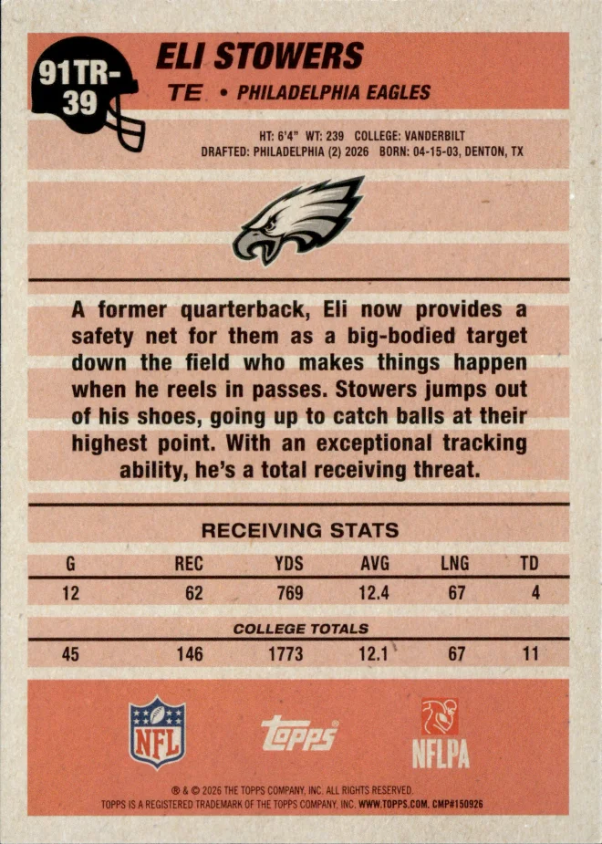 Eli Stowers card back