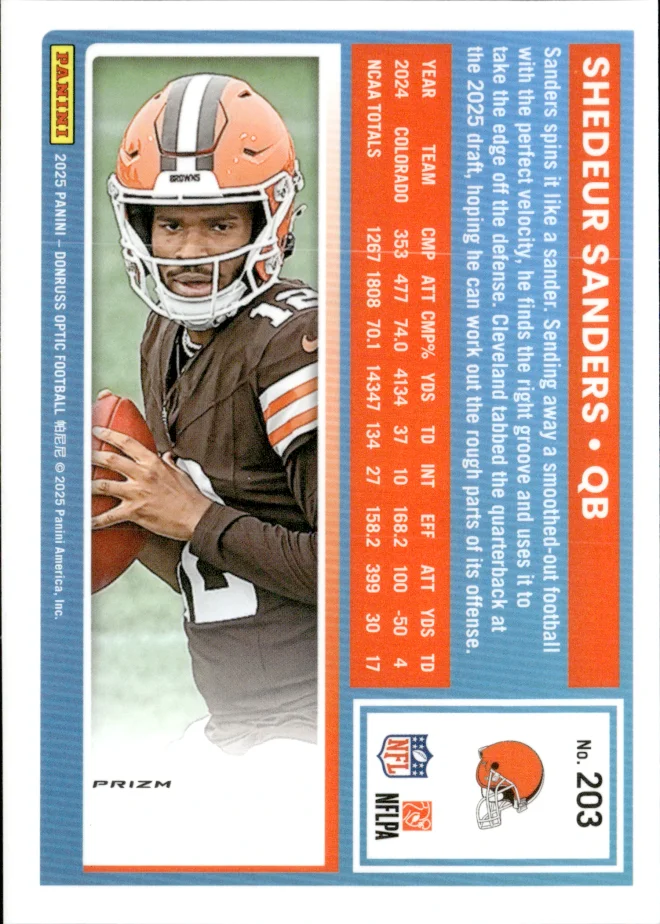 Shedeur Sanders card back