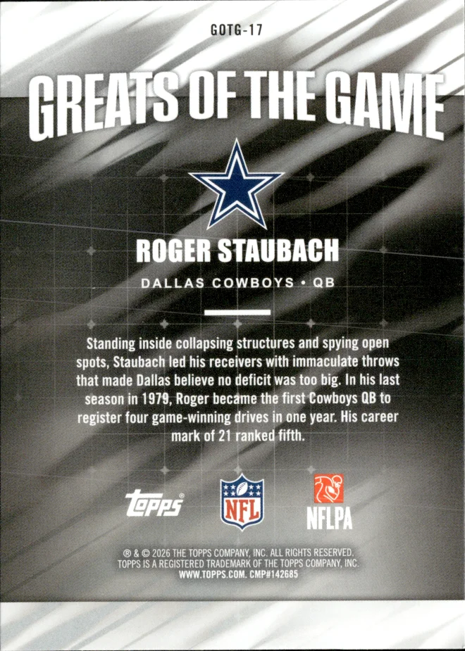Roger Staubach card back