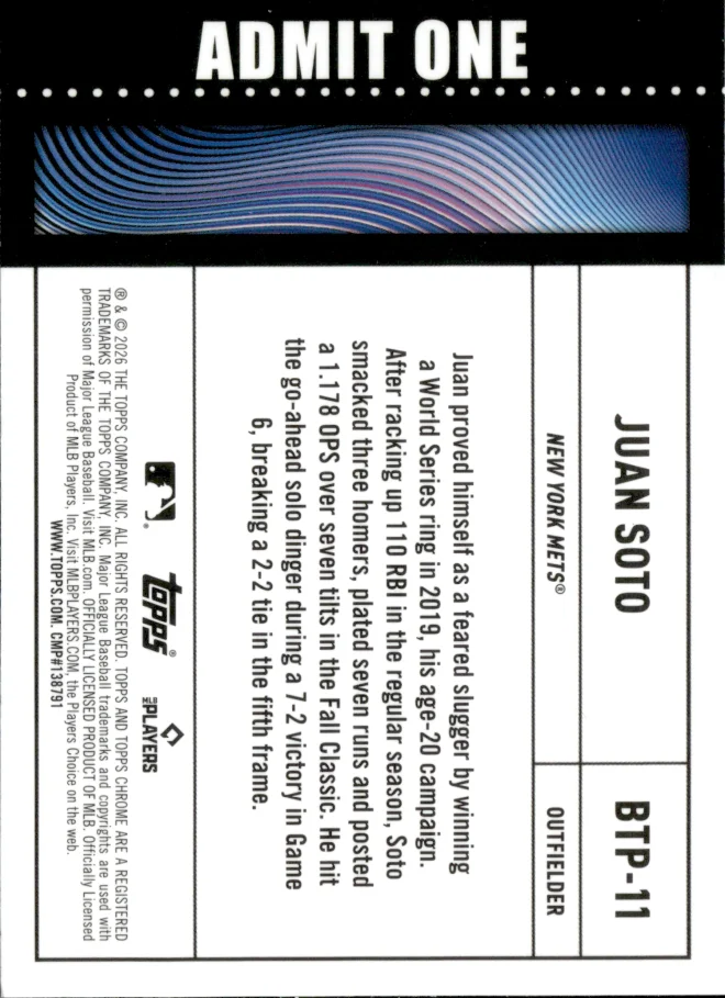 Juan Soto card back