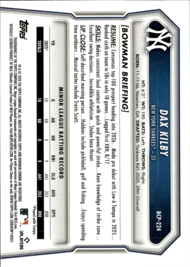 Dax Kilby card back
