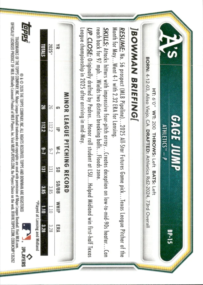 Gage Jump card back