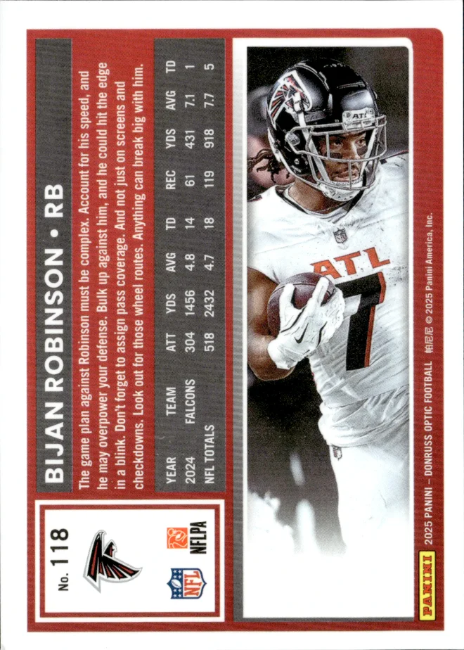 Bijan Robinson card back