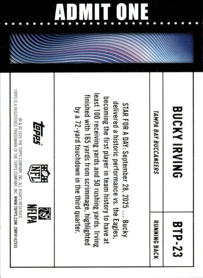 Bucky Irving card back