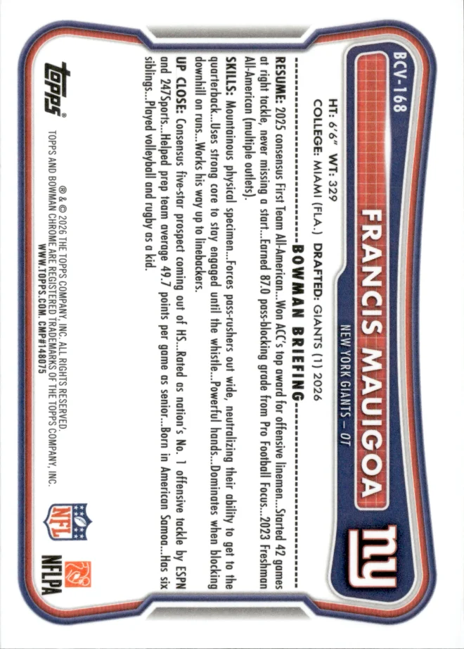 Francis Mauigoa card back