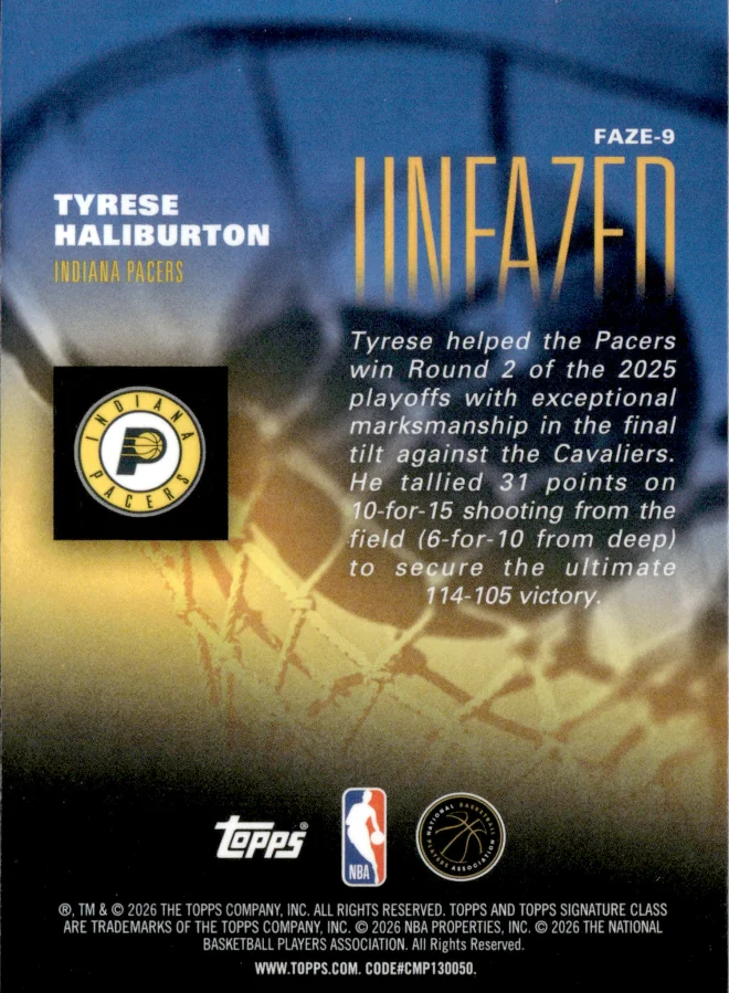 Tyrese Haliburton card back