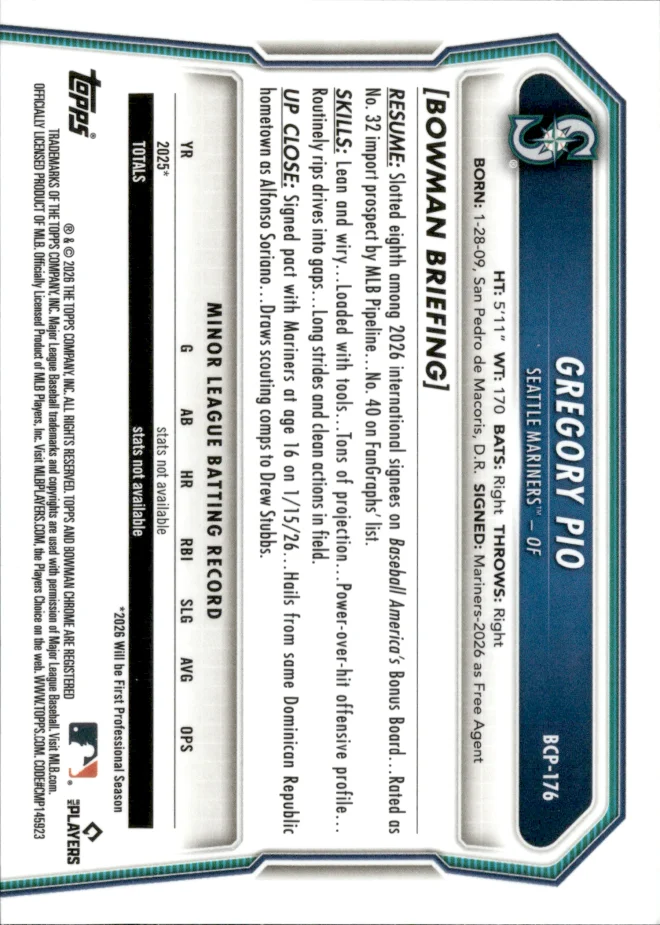 Gregory Pio card back