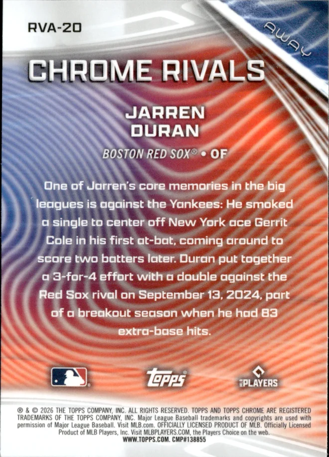 Jarren Duran card back