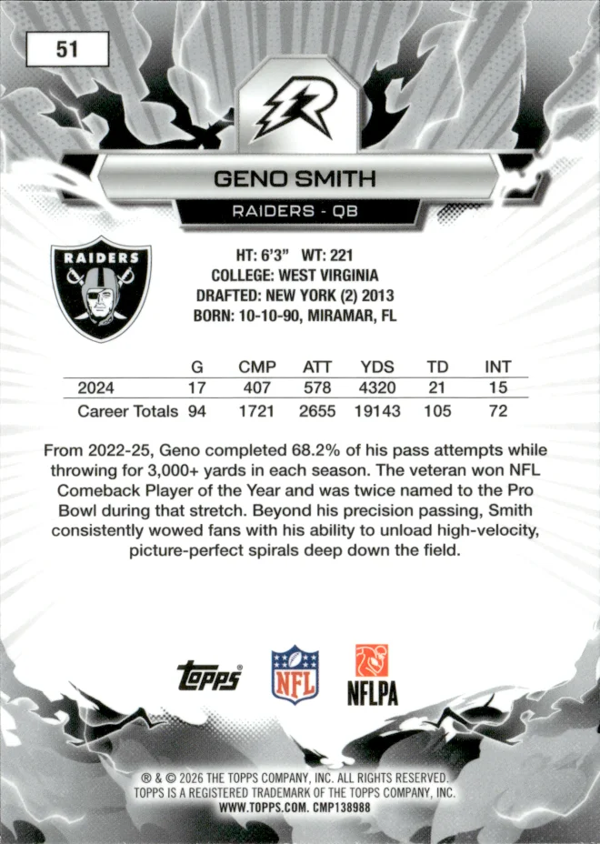 Geno Smith card back