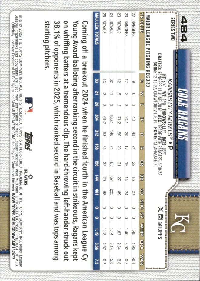 Cole Ragans card back