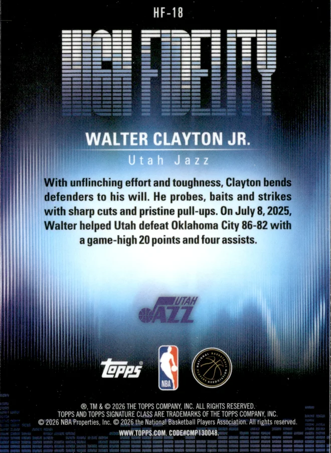 Walter Clayton Jr. card back