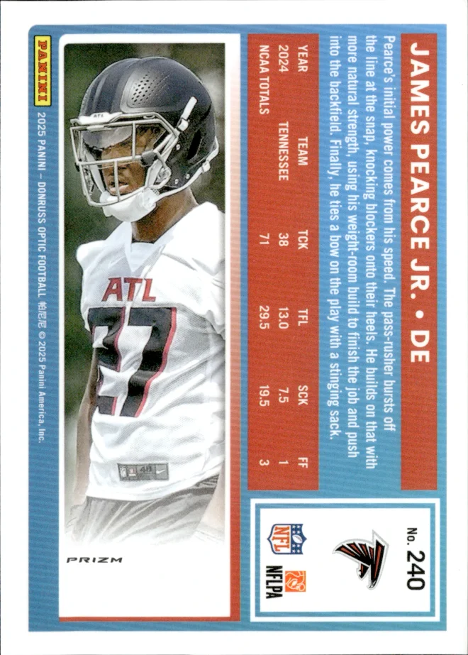 James Pearce Jr. card back