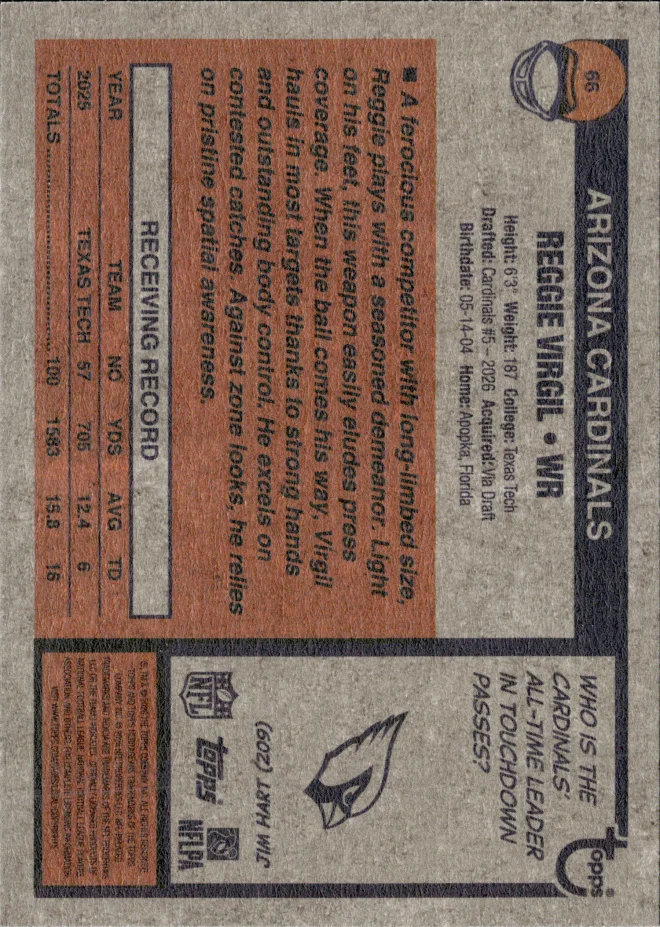 Reggie Virgil card back
