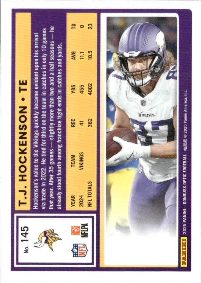 T.J. Hockenson card back
