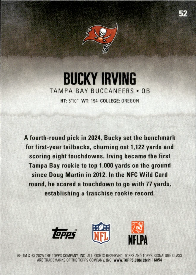 Bucky Irving card back