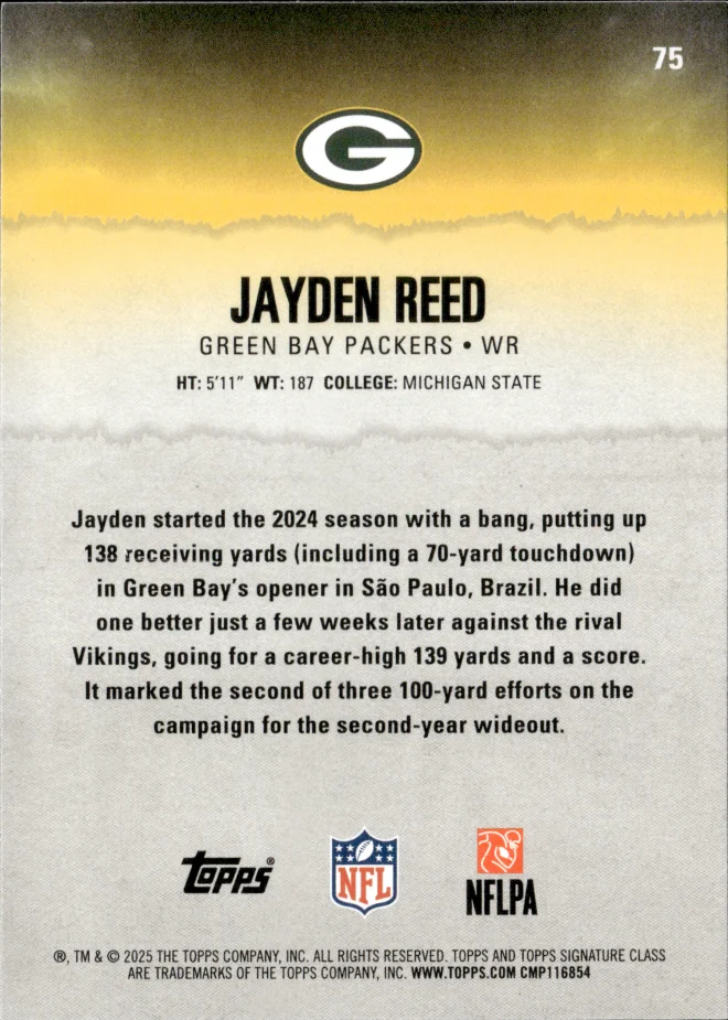 Jayden Reed card back