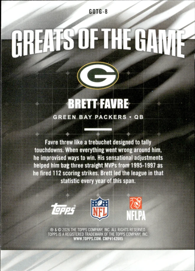 Brett Favre card back