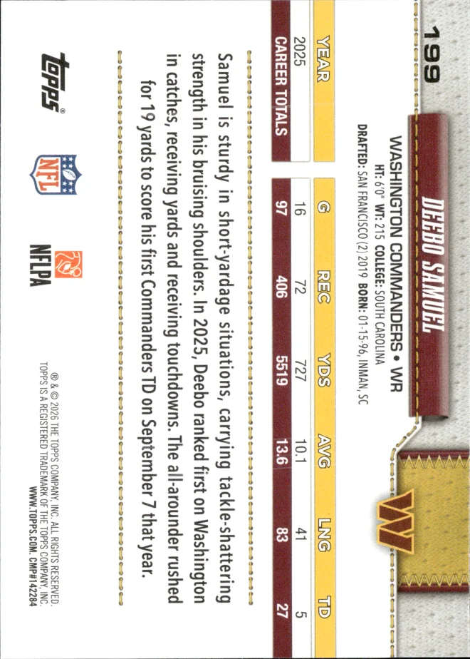 Deebo Samuel card back