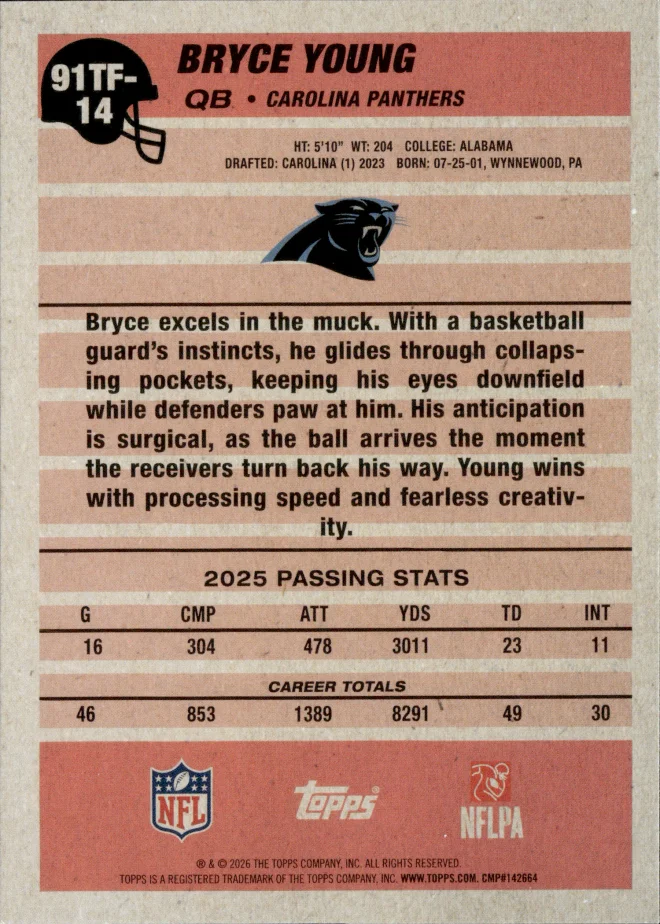 Bryce Young card back