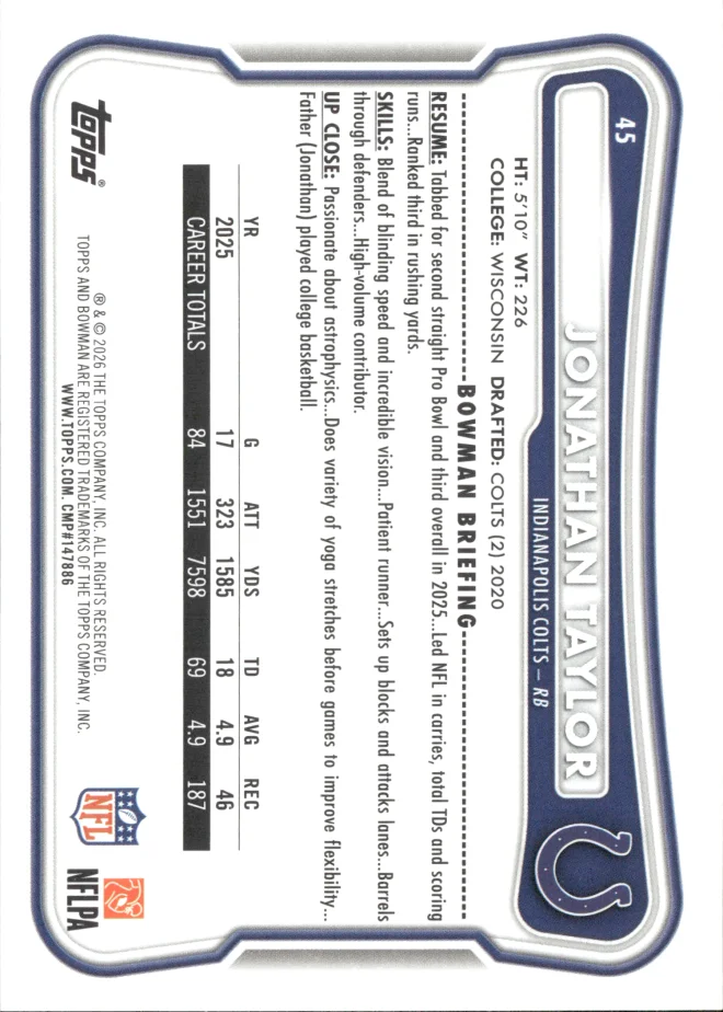 Jonathan Taylor card back