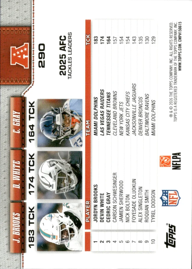 Jordyn Brooks / Devin White / Cedric Gray card back