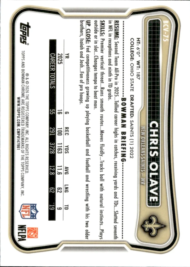 Chris Olave card back