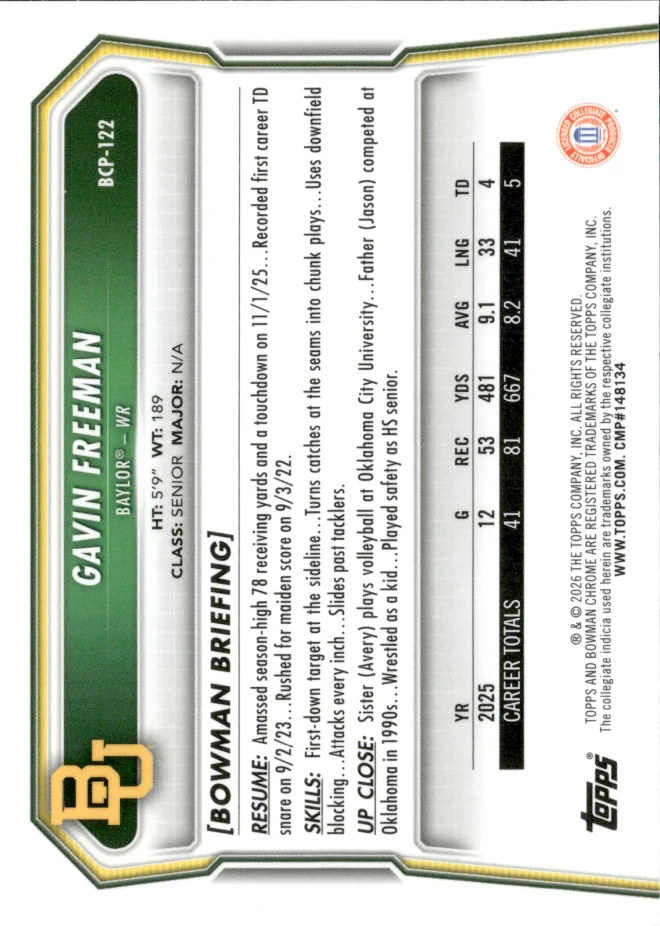 Gavin Freeman card back