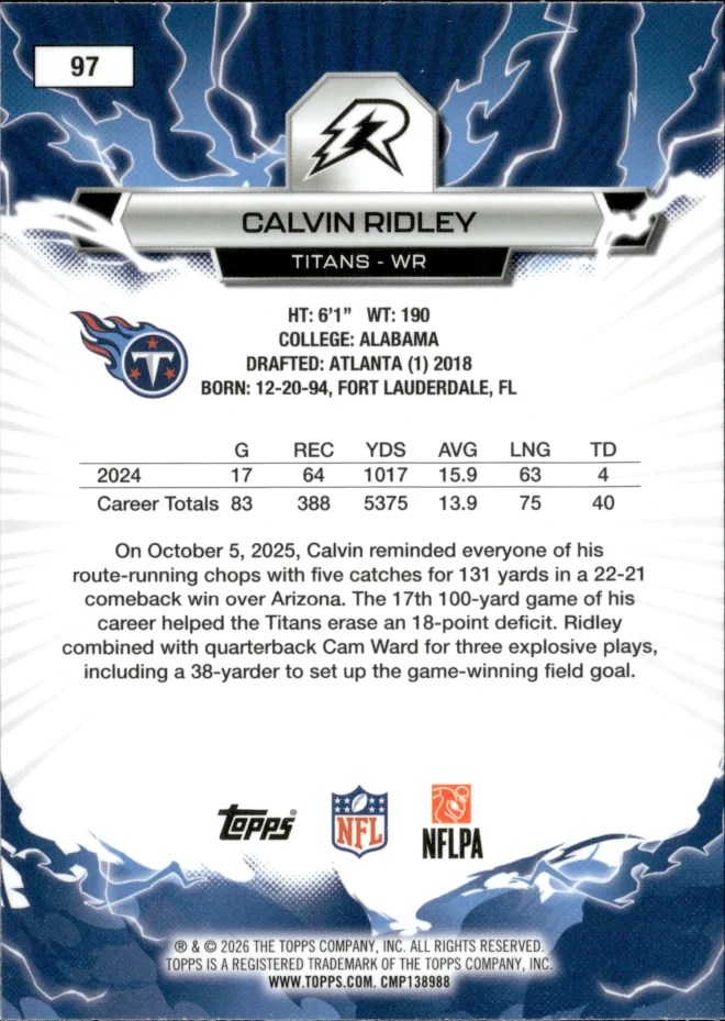 Calvin Ridley card back