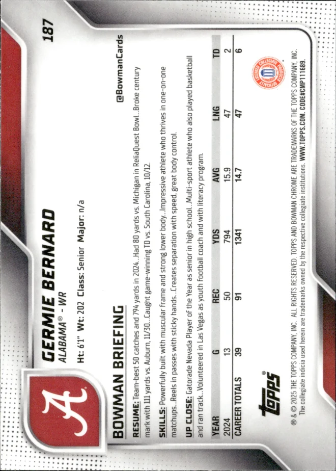 Germie Bernard card back