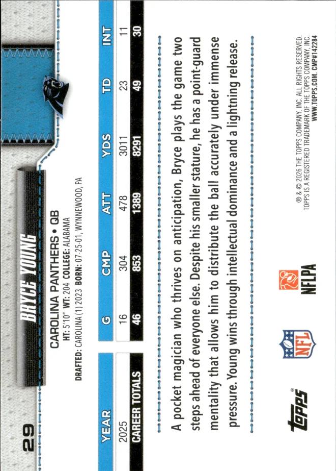 Bryce Young card back