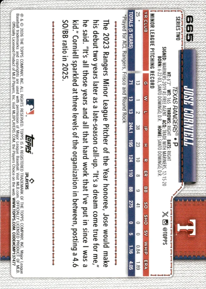 Jose Corniell card back