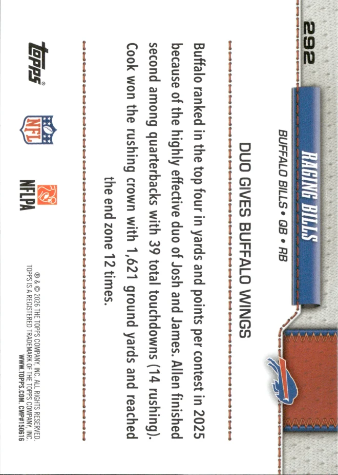Josh Allen / James Cook card back