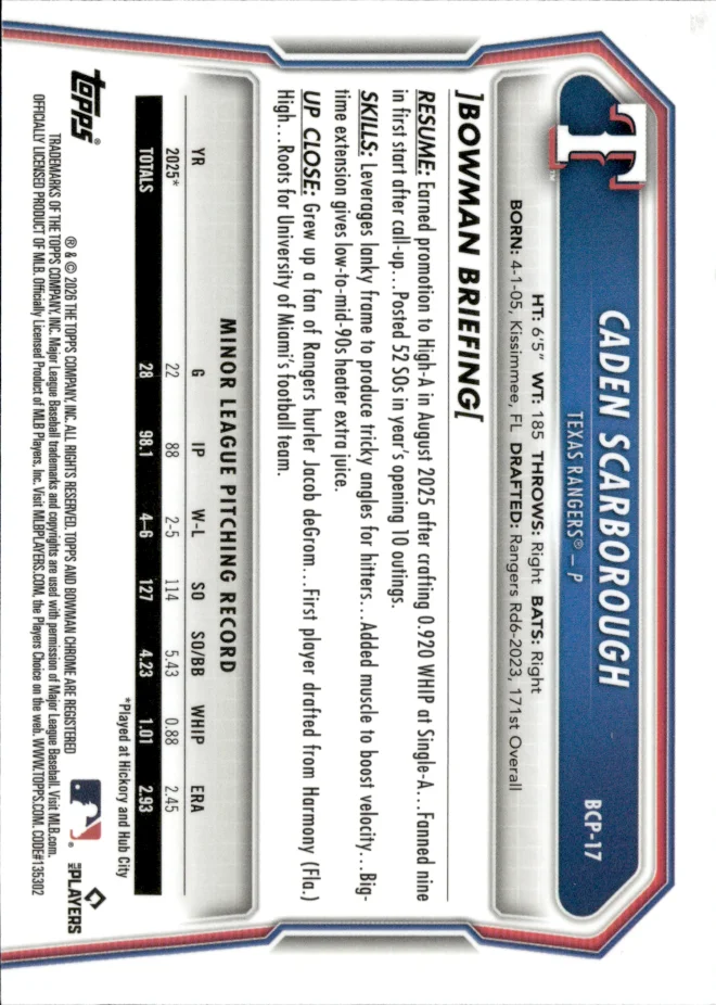 Caden Scarborough card back