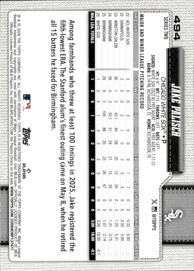 Jake Palisch card back