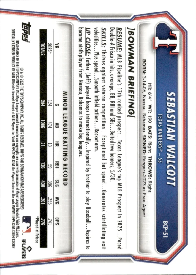 Sebastian Walcott card back