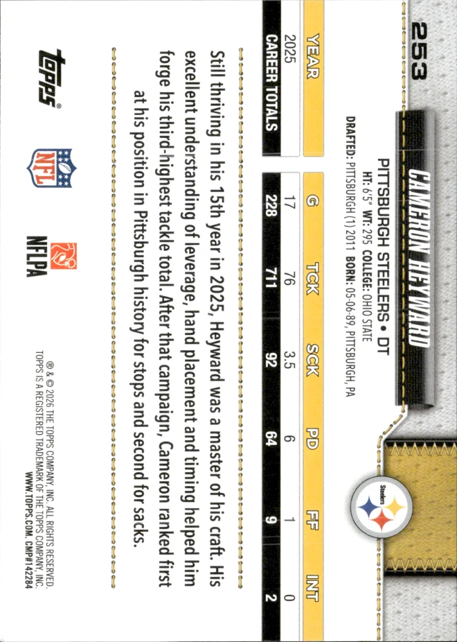 Cameron Heyward card back