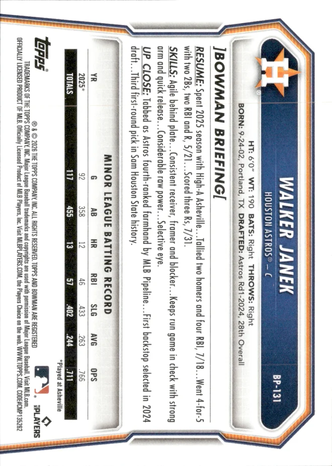 Walker Janek card back