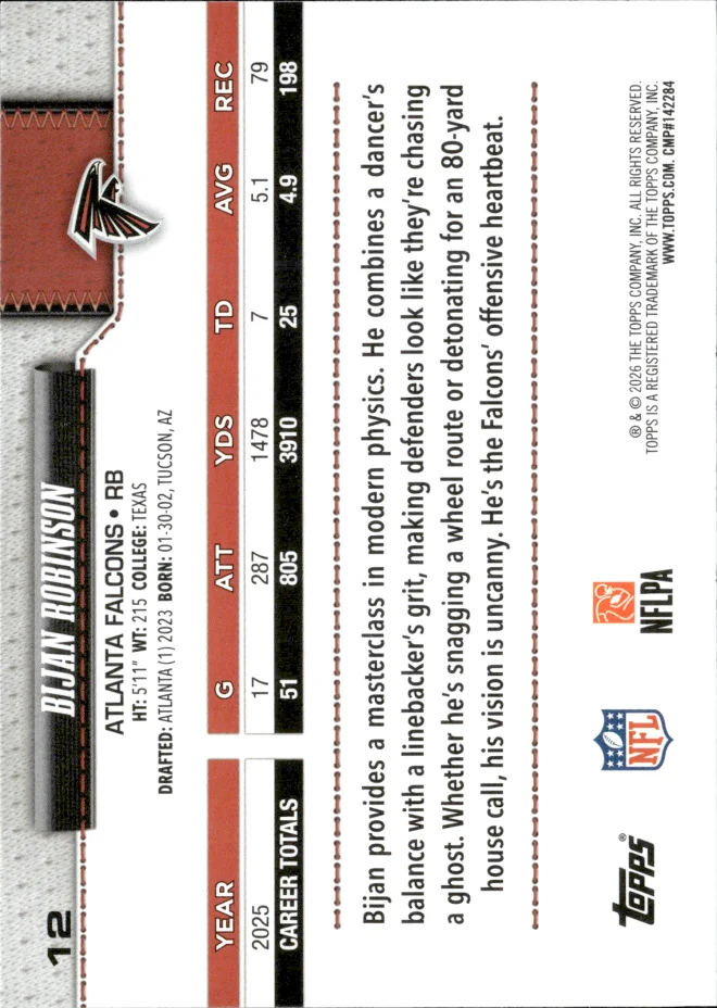 Bijan Robinson card back