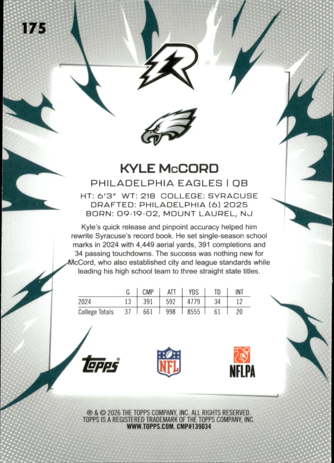 Kyle McCord card back