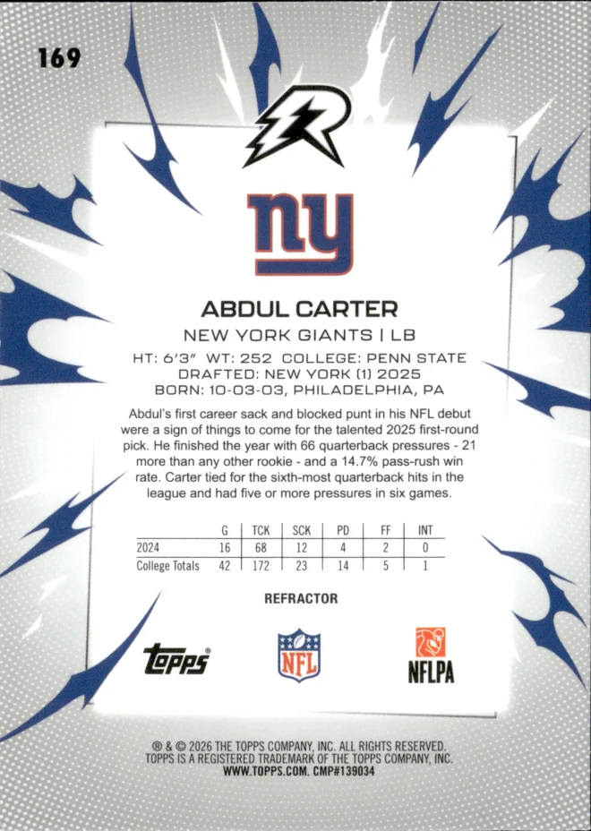Abdul Carter card back