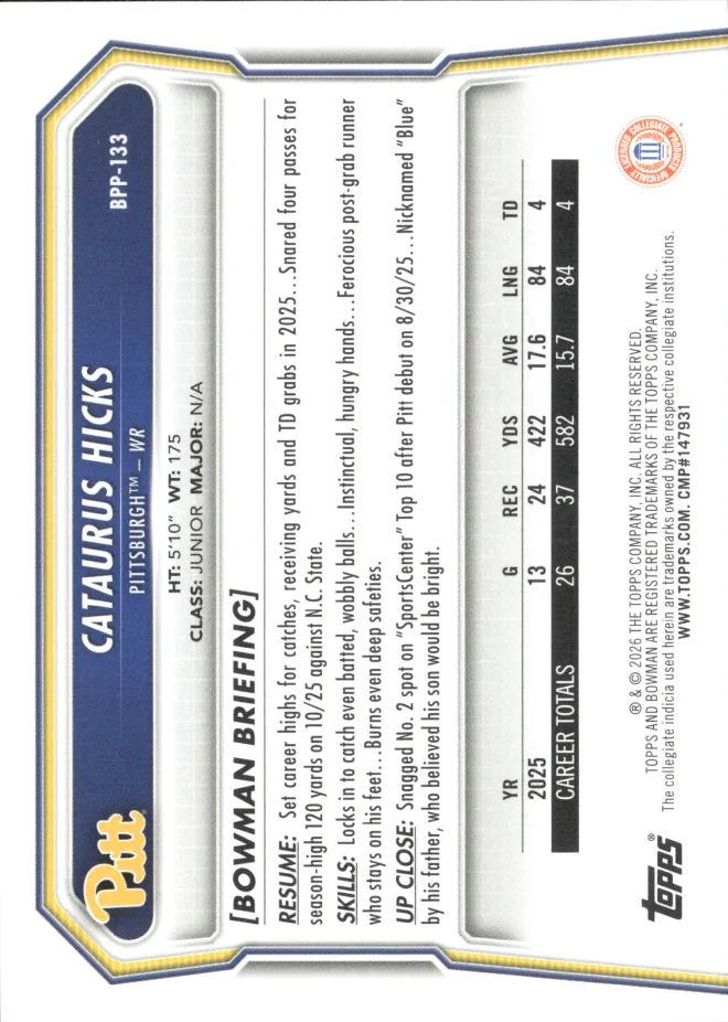 Cataurus Hicks card back