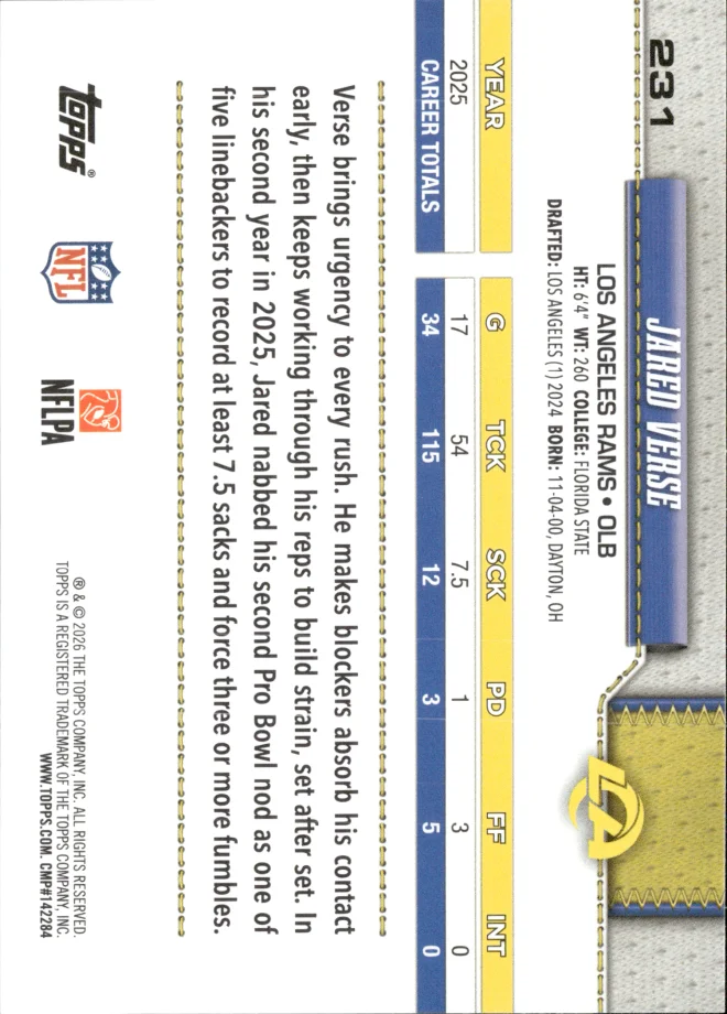 Jared Verse card back