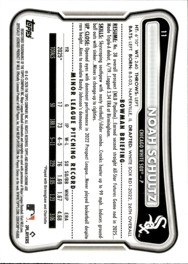 Noah Schultz card back