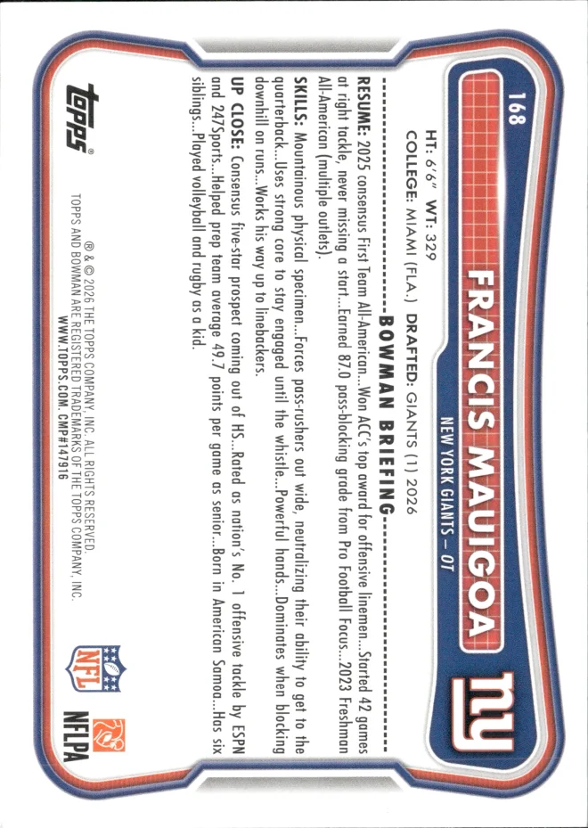 Francis Mauigoa card back
