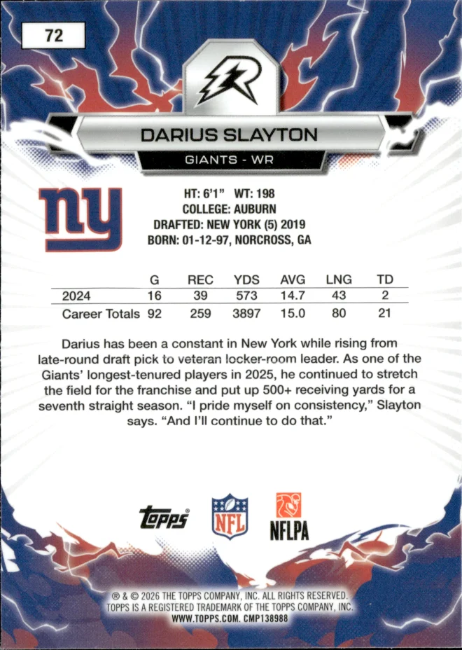 Darius Slayton card back