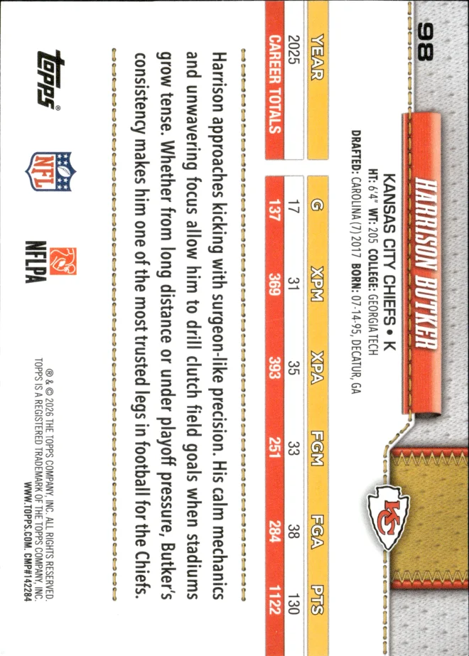 Harrison Butker card back